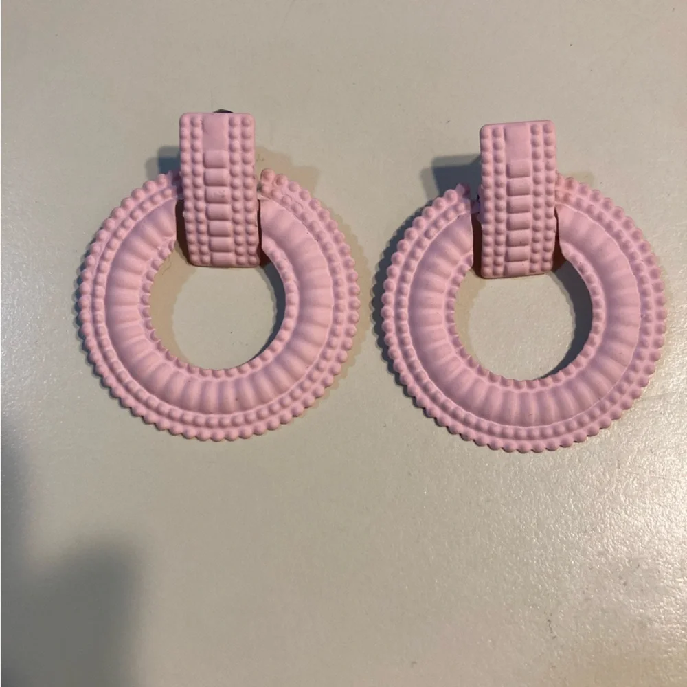 Pastel pink cute light weight earrings
